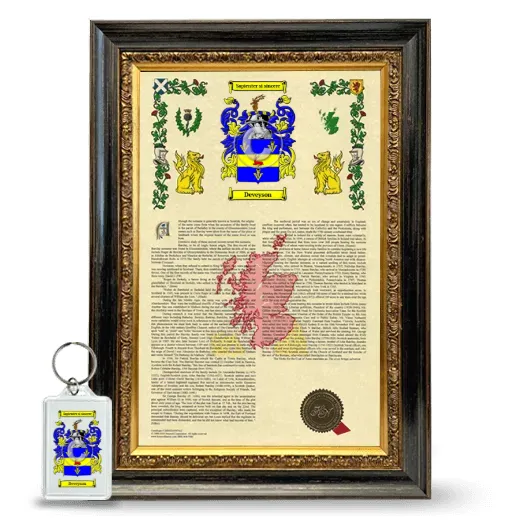 Deveyson Framed Armorial History and Keychain - Heirloom