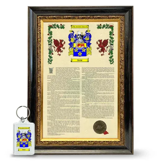 Devie Framed Armorial History and Keychain - Heirloom