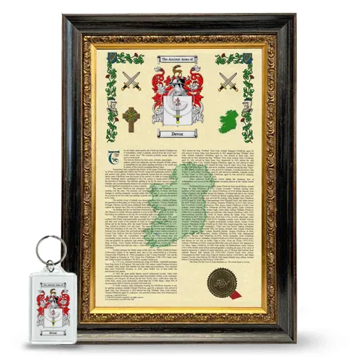 Devor Framed Armorial History and Keychain - Heirloom