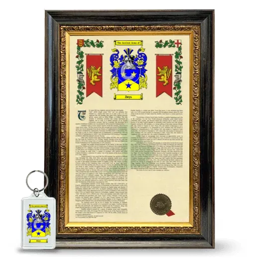 Deys Framed Armorial History and Keychain - Heirloom