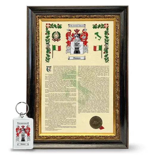 Dhoman Framed Armorial History and Keychain - Heirloom