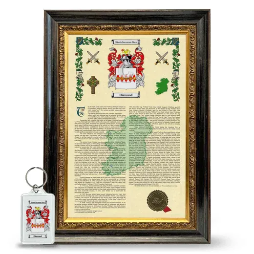 Diamond Framed Armorial History and Keychain - Heirloom