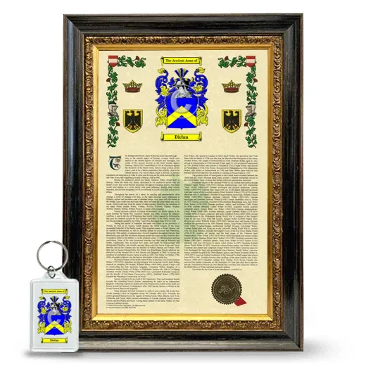 Diehm Framed Armorial History and Keychain - Heirloom