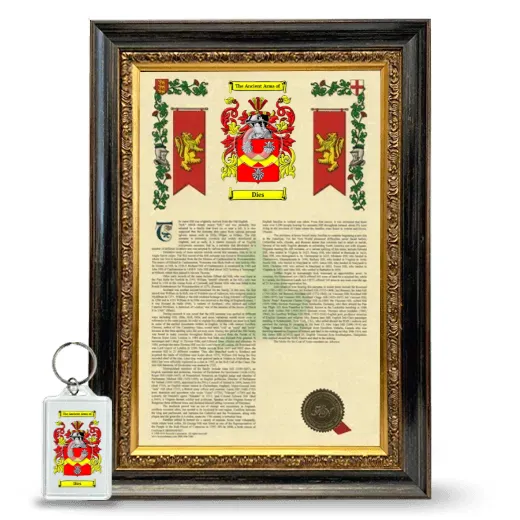 Dies Framed Armorial History and Keychain - Heirloom