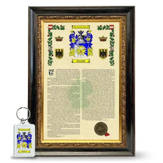 Dieterich Framed Armorial History and Keychain - Heirloom