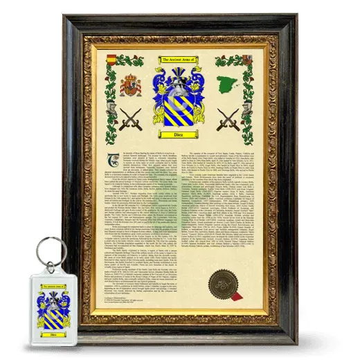 Diez Framed Armorial History and Keychain - Heirloom