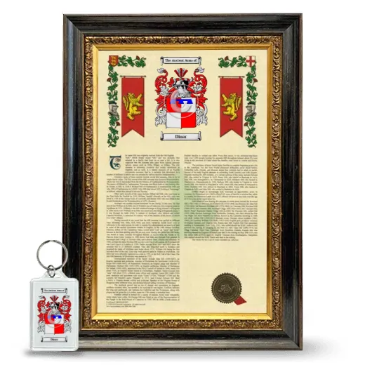 Dinar Framed Armorial History and Keychain - Heirloom