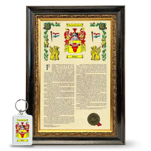 Dinger Framed Armorial History and Keychain - Heirloom