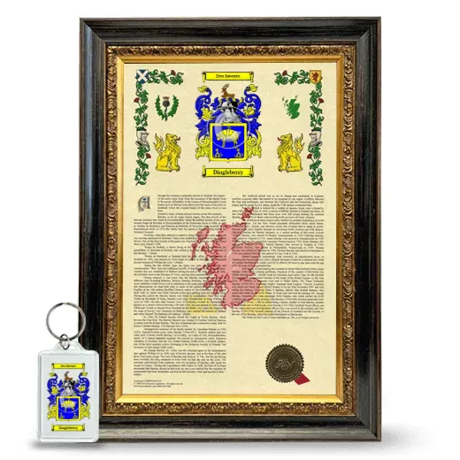 Dingleberry Framed Armorial History and Keychain - Heirloom