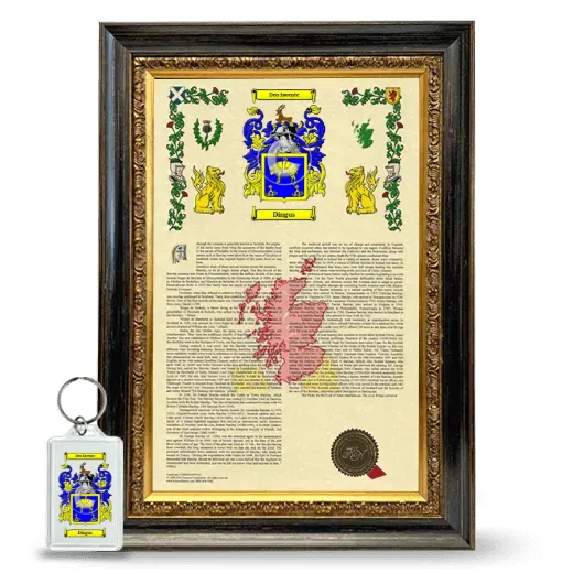 Dingus Framed Armorial History and Keychain - Heirloom