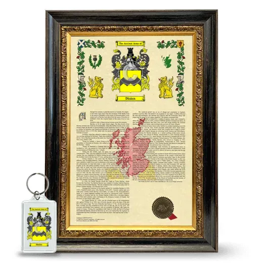 Dinian Framed Armorial History and Keychain - Heirloom