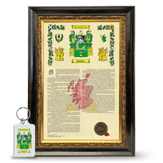 Dinsmore Framed Armorial History and Keychain - Heirloom