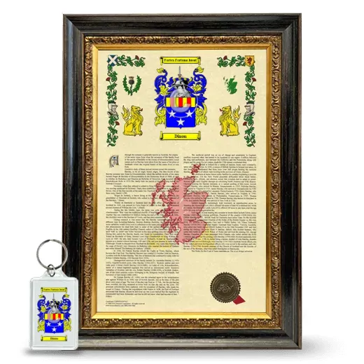 Dixon Framed Armorial History and Keychain - Heirloom