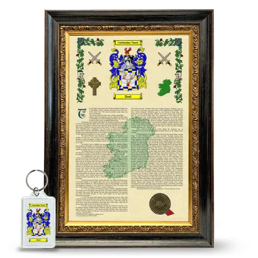 Doel Framed Armorial History and Keychain - Heirloom