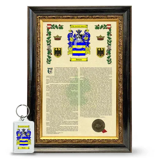 Dreyss Framed Armorial History and Keychain - Heirloom