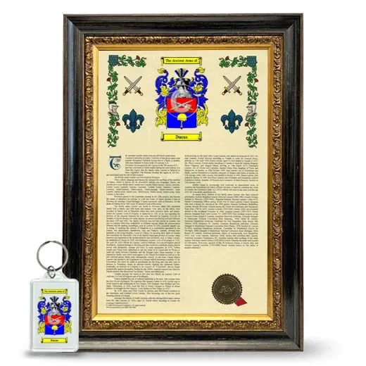 Ducas Framed Armorial History and Keychain - Heirloom