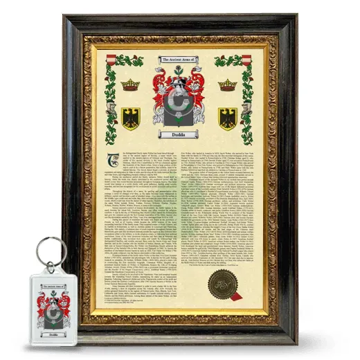 Dudda Framed Armorial History and Keychain - Heirloom