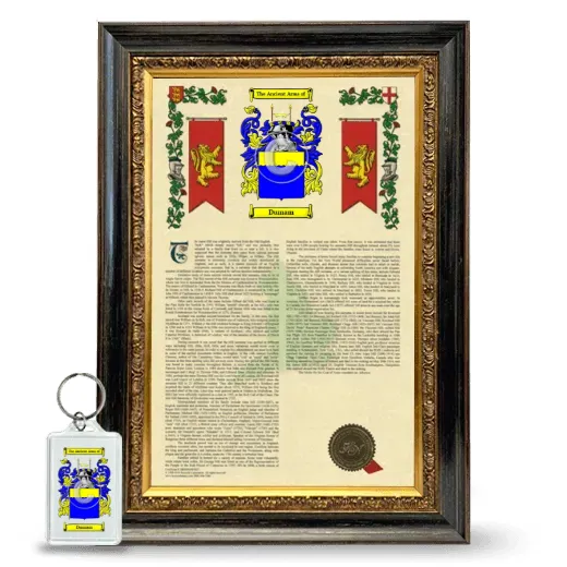 Dumam Framed Armorial History and Keychain - Heirloom