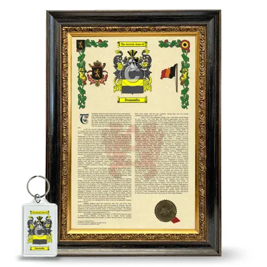Dumoulin Framed Armorial History and Keychain - Heirloom