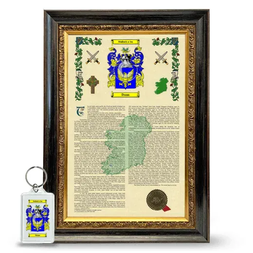 Dunn Framed Armorial History and Keychain - Heirloom