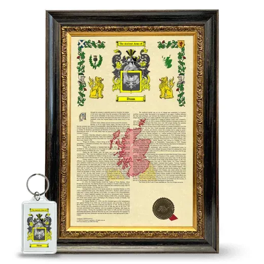 Dunn Framed Armorial History and Keychain - Heirloom