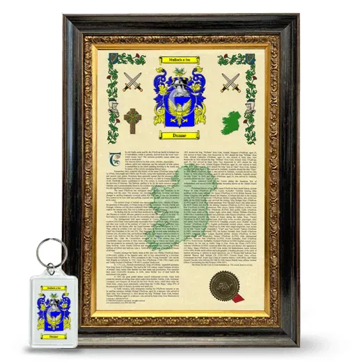 Dunne Framed Armorial History and Keychain - Heirloom