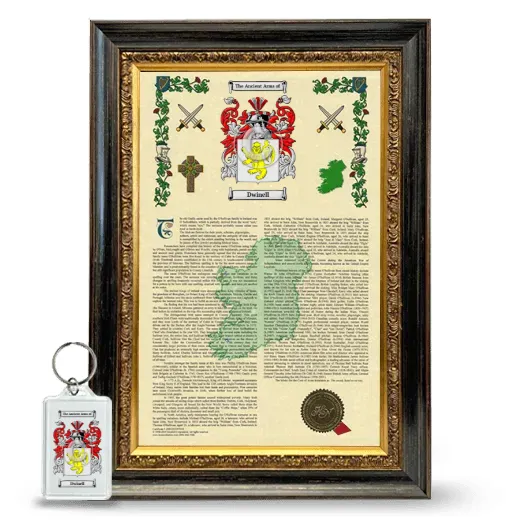 Dwinell Framed Armorial History and Keychain - Heirloom