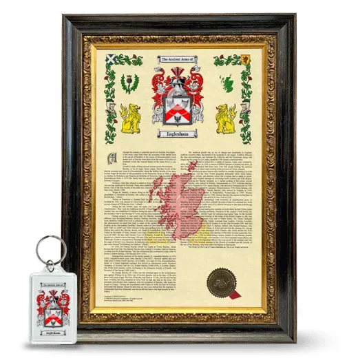 Eaglesham Framed Armorial History and Keychain - Heirloom