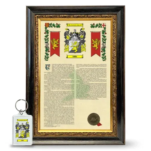 Eddis Framed Armorial History and Keychain - Heirloom