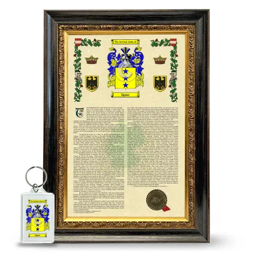 Egnar Framed Armorial History and Keychain - Heirloom