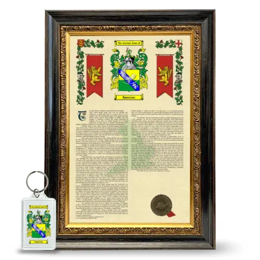 Emerson Framed Armorial History and Keychain - Heirloom