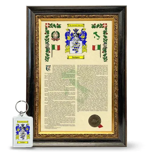 Enriquez Framed Armorial History and Keychain - Heirloom