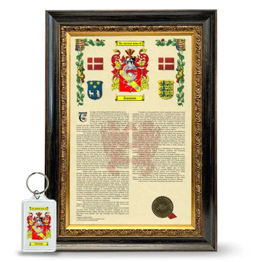Erasmus Framed Armorial History and Keychain - Heirloom