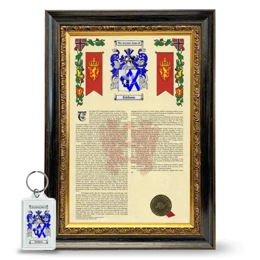Erickson Framed Armorial History and Keychain - Heirloom