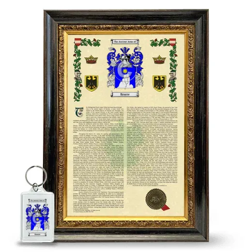 Ernste Framed Armorial History and Keychain - Heirloom
