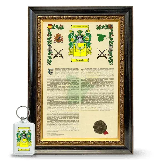 Escobado Framed Armorial History and Keychain - Heirloom