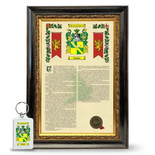Espagne Framed Armorial History and Keychain - Heirloom