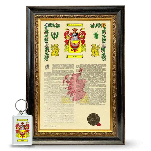 Eues Framed Armorial History and Keychain - Heirloom