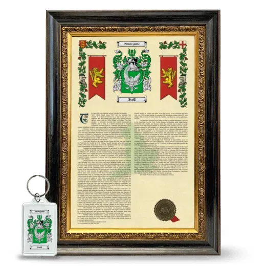 Evell Framed Armorial History and Keychain - Heirloom