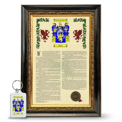 Evens Framed Armorial History and Keychain - Heirloom