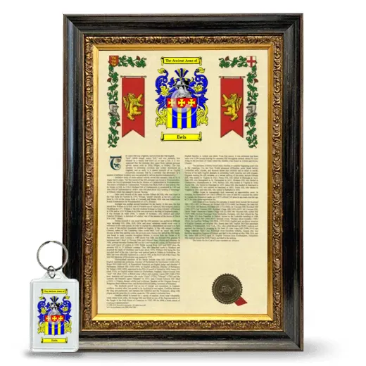 Ewis Framed Armorial History and Keychain - Heirloom