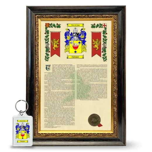 Falconer Framed Armorial History and Keychain - Heirloom