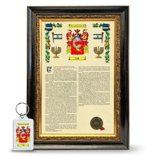 Falk Framed Armorial History and Keychain - Heirloom
