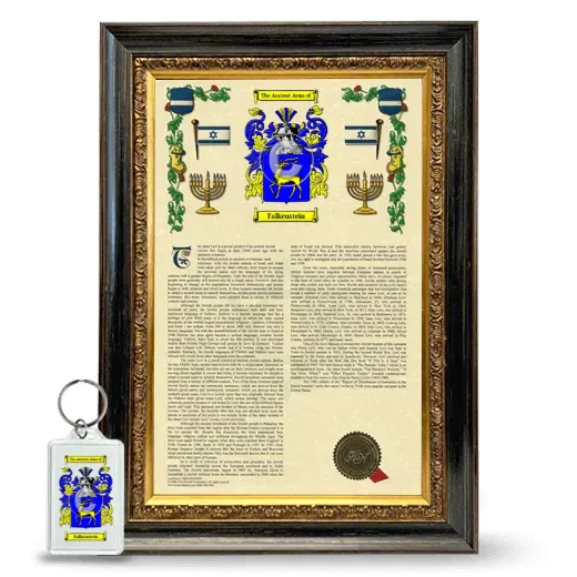 Falkenstein Framed Armorial History and Keychain - Heirloom