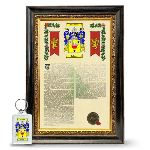 Falkner Framed Armorial History and Keychain - Heirloom