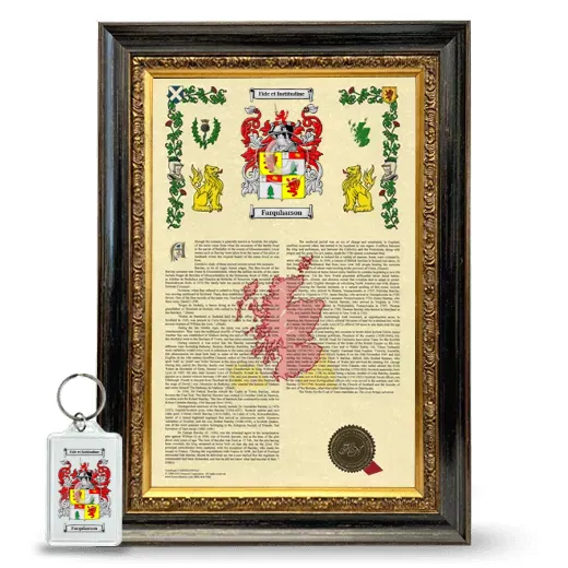 Farquharson Framed Armorial History and Keychain - Heirloom
