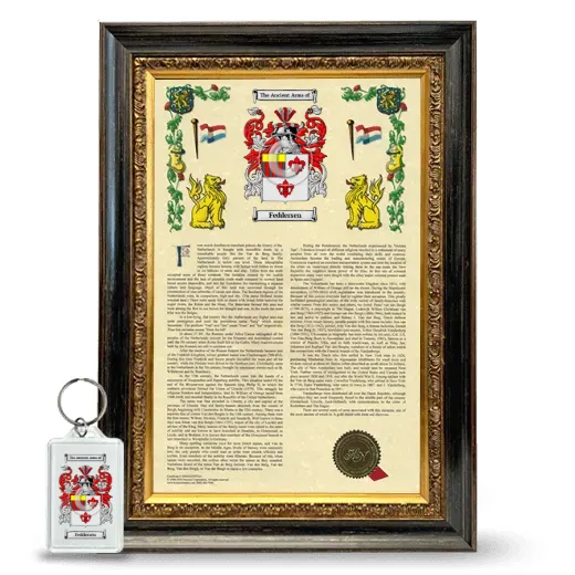 Feddersen Framed Armorial History and Keychain - Heirloom