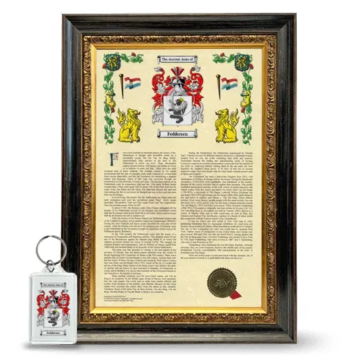 Feddersen Framed Armorial History and Keychain - Heirloom