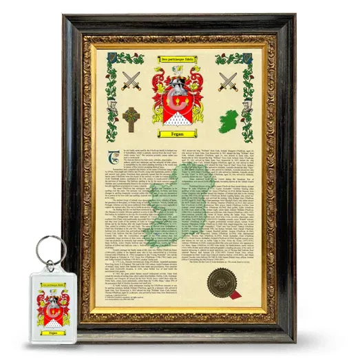 Fegan Framed Armorial History and Keychain - Heirloom