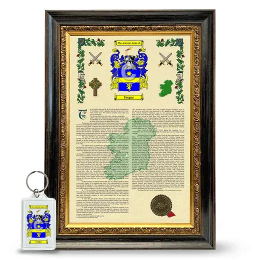Fergus Framed Armorial History and Keychain - Heirloom